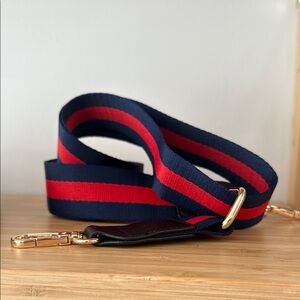 Blue and red striped strap